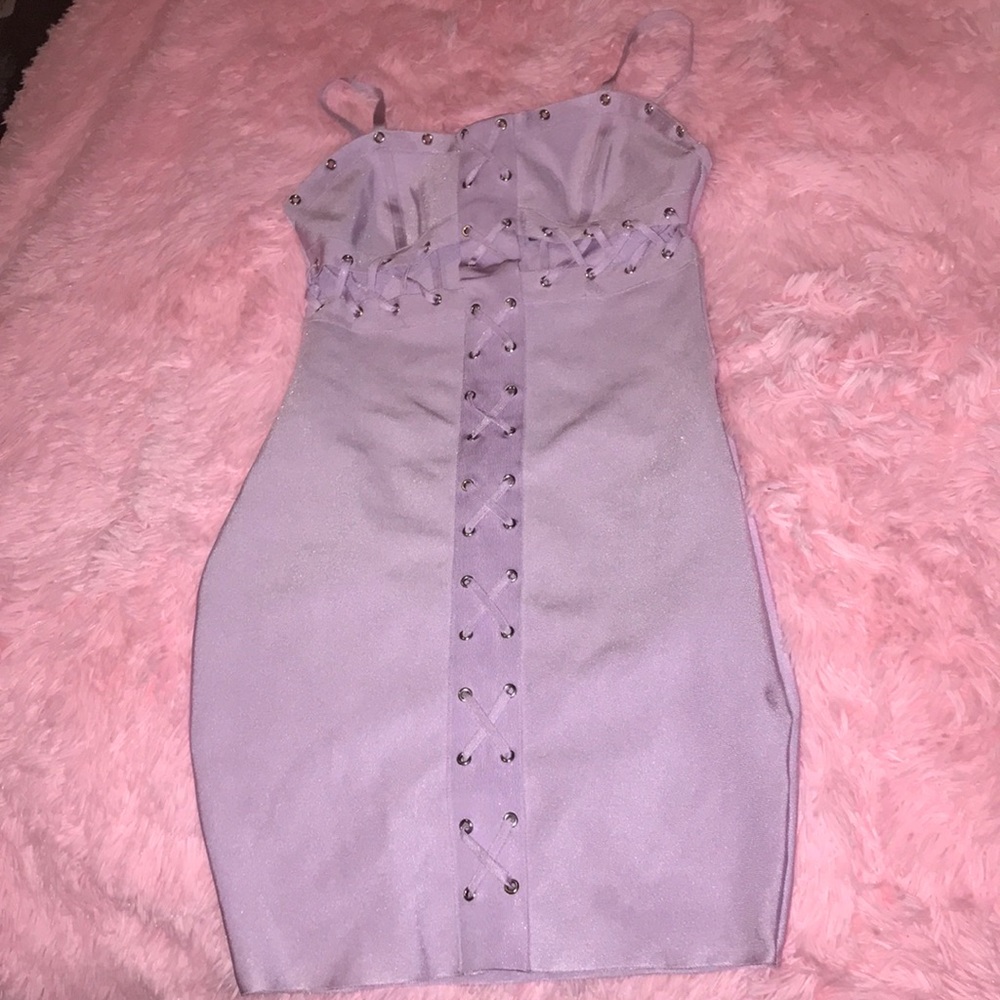 Akira Lavender Bondage strap Dress